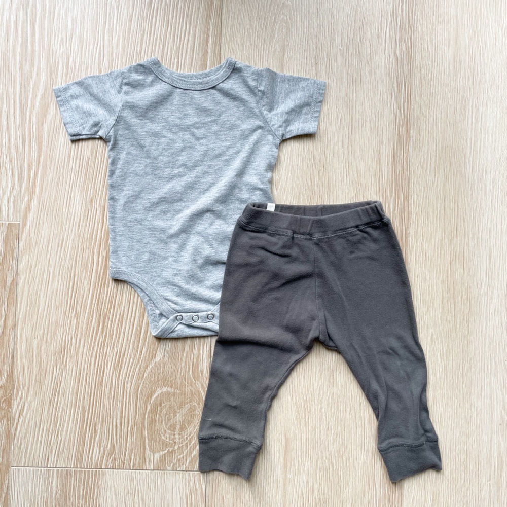 Mini Mioche onesie + pant bundle, 6-12month